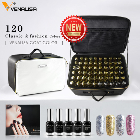 Venalisa 12ml ensemble entier gel varish tremper led uv gel de vernis à ongles kit 12ml haute qualité salon base topcoat 120 pièces ensemble complet sac ► Photo 1/6