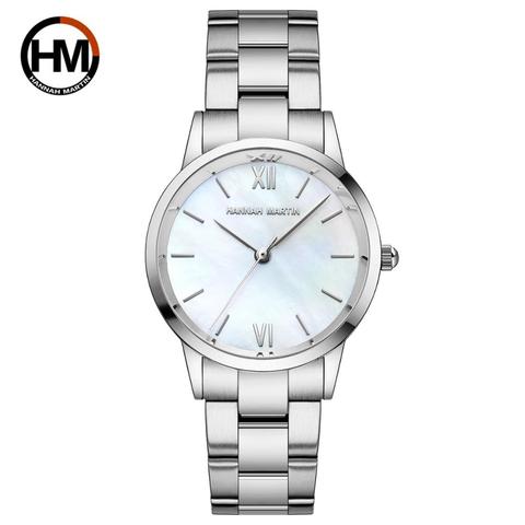 Montre-bracelet classique pour femmes, nouvelle collection 2022, Quartz japonais, perle, huître, Jade, pierre blanche, coquille blanche, entièrement en acier inoxydable, étanche ► Photo 1/6