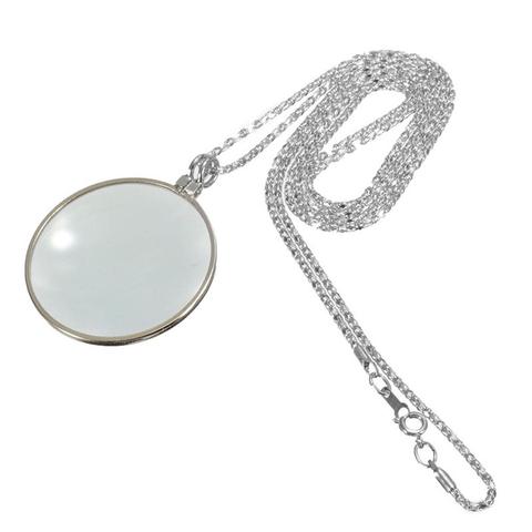 Loupe de lecture ronde 5x, pendentif à lentille monoculaire, longue chaîne plaquée or et argent, collier cadeau ► Photo 1/6