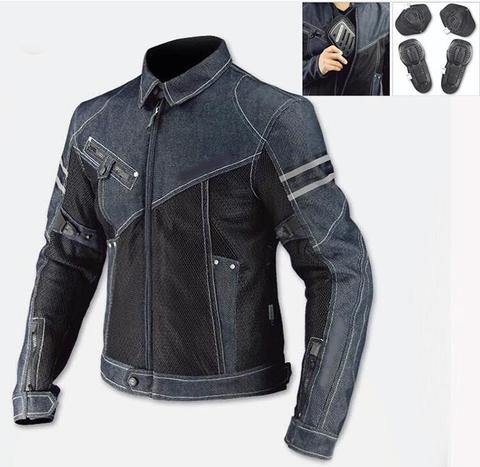 Veste de moto en denim pour hommes, manteau en maille pour les loisirs d'été JK-006, veste de course pour motocyclistes lourds avec Protection ► Photo 1/5