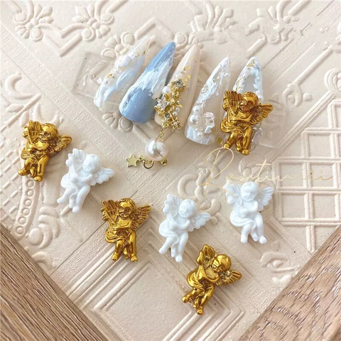 Décorations d'ongles 3D bébé ange Baroque 10 pièces, ornement rétro DIY, accessoires de manucure Design ► Photo 1/6