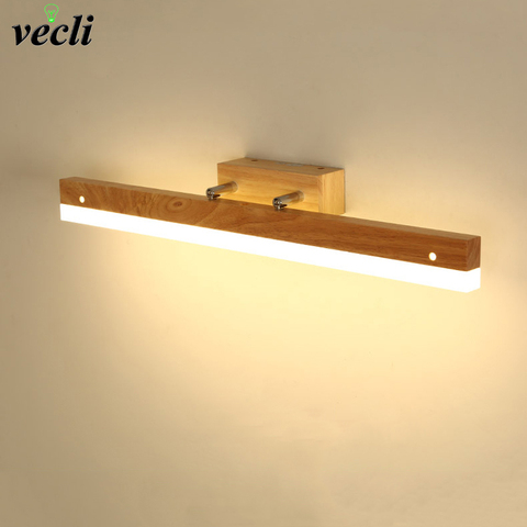 Led moderne miroir lumière 9W 14W AC90-260V LED lampes murales en bois nordique salle de bain maquillage miroir luminaire ► Photo 1/6