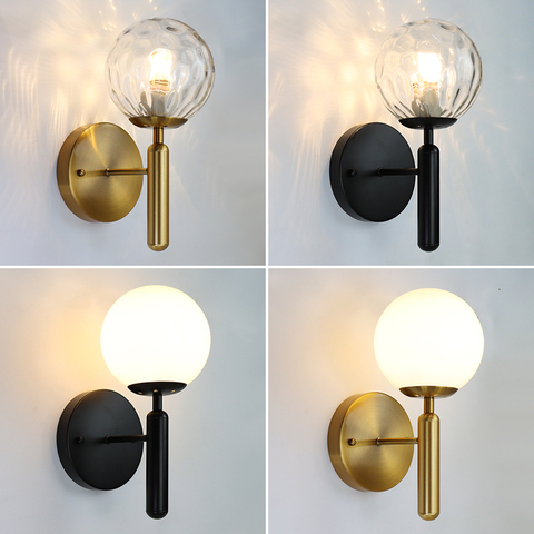 Lampe murale moderne nordique à côté de la chambre boule de verre mur LED luminaires ► Photo 1/6