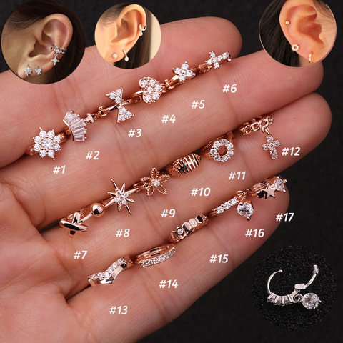 1 pièce acier chirurgical minuscule 5mm couleur minuscule cerceau boucle d'oreille Piercing Cz Tragus Daith Rook Cartilage oreille Piercing bijoux ► Photo 1/5