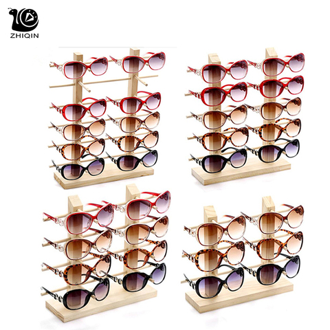 Présentoir de lunettes de soleil en bois à 2 colonnes 3/4/5/6 étages, présentoir de rangement, lunettes de soleil support organisateur ou bijoux ► Photo 1/6