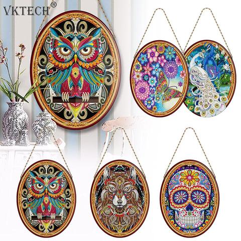 5D bricolage forme spéciale diamant peinture peafhibou en cuir Mural en cuir point de croix broderie mosaïque Kits décoration murale ► Photo 1/6
