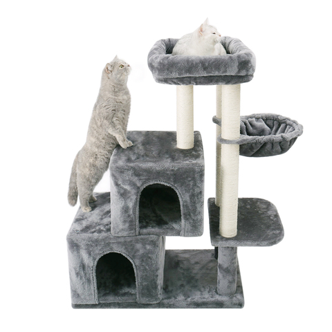 Tour d'arbre à chats pour animaux de compagnie, grand meuble à gratter, maison de jeux avec hamac, plateforme, livraison rapide ► Photo 1/6