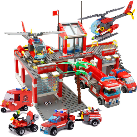 244 pièces pompiers camions de sauvetage voiture blocs de construction ville Police pompier briques enfants garçons jouets cadeaux de noël ► Photo 1/5