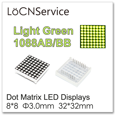 LoCNService 100 PIÈCES Vert Clair 1088 8x8 3mm 32x32mm 1088AG 1088BG Matrice De Points LED Affiche Module Numérique Tube 8*8 ► Photo 1/1