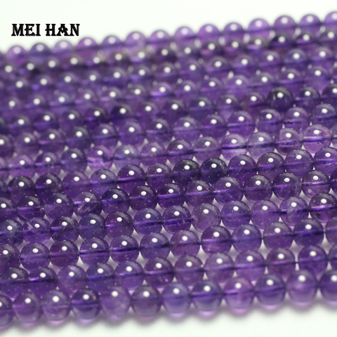 Perles naturelles brésiliennes en améthyste, 1 brin, 6mm, quartz violet transparent, perles rondes lisses, pour bricolage, vente en gros ► Photo 1/1