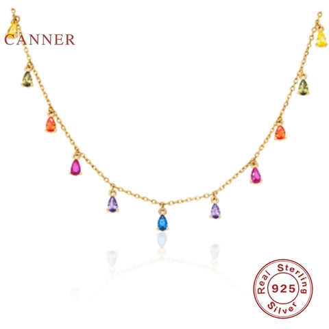 CANNER Stars-collier lune en argent Sterling 925 pour femmes, Bijoux avec perles, chaîne en diamant, ras du cou, 2022 ► Photo 1/6