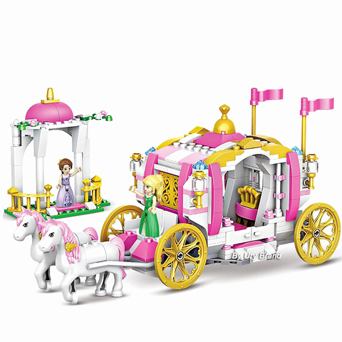 Amis série Royal princesse cheval Rose calèche blocs de construction ensemble bricolage assemblage jouets pour filles cadeau créatif cadeau d'anniversaire ► Photo 1/6