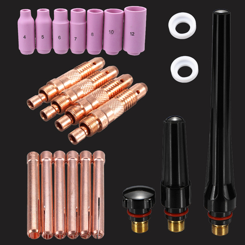 21 pièces Tig kit de torche pince corps capuchon arrière pour WP17 WP18 WP26 alumine tasse isolateur tig accessoires de soudage ► Photo 1/5