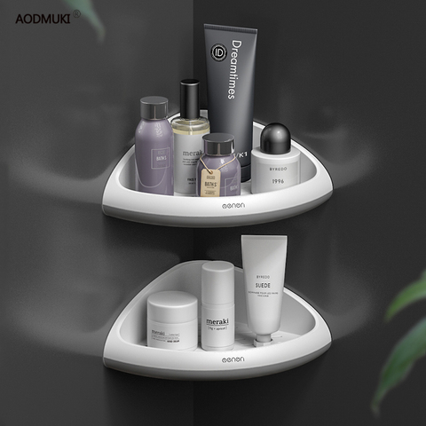 Rangement salle de bain sans poinçon support d'étagères triangulaire douche étagère d'angle shampooing cuisine support porte-panier accessoires tassimo ► Photo 1/6