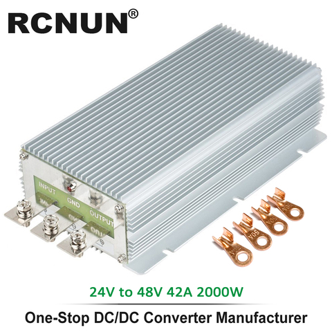 RCNUN – convertisseur de tension DC 24V à 48V, 42A, 2000W, haute puissance, étanche, régulateur de tension, alimentation de voiture ► Photo 1/6