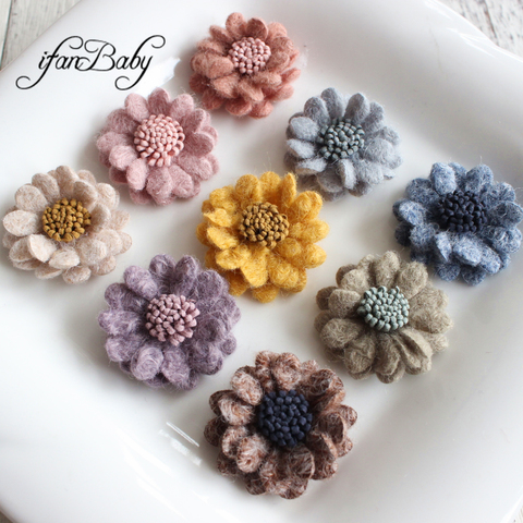 Marguerite coréenne en laine douce, 3.8cm, accessoires pour cheveux, fleurs en tissu, fait à bricolage main ► Photo 1/6