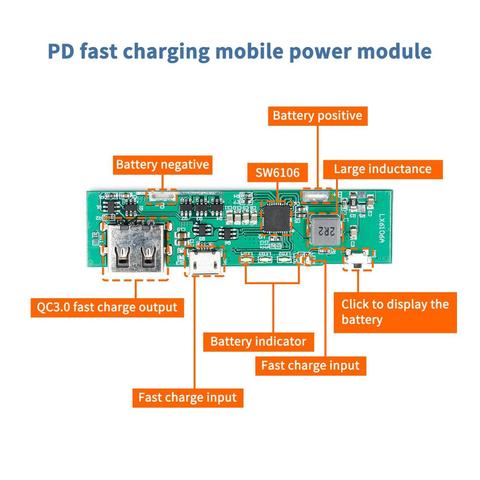 Charge rapide PD QC3.0 module d'alimentation mobile FCP charge rapide bidirectionnelle 5V9V12V ► Photo 1/6