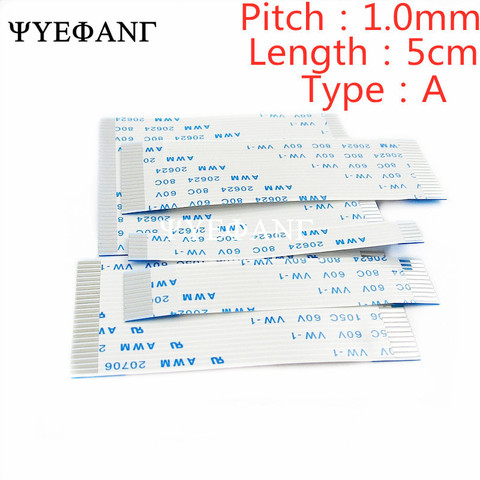 Câble plat flexible FFC/FPC 5cm/50mm 4/6/8/10/12/14/16/18/20/22/24/26/30 broches Type A AWM 1.0 VW-1 80C 60V, pas de 20624mm ► Photo 1/2