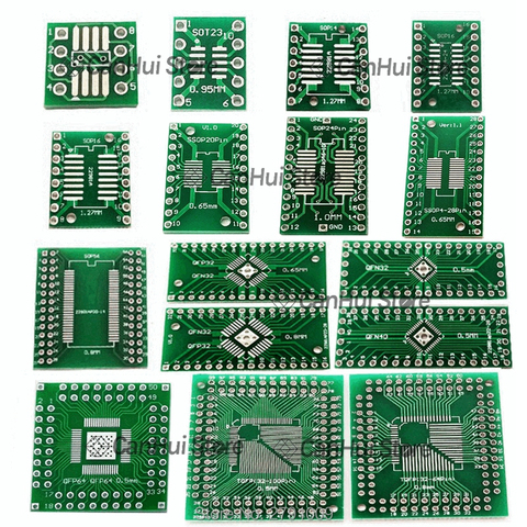 Adaptateur de Circuit imprimé PCB, 20 pièces, LQFP QFN SOP MSOP tsop SOT23 8 14 16 20 24 28 32 40 44 48 56 64 100, connecteur de Test SMT à DIP ► Photo 1/6