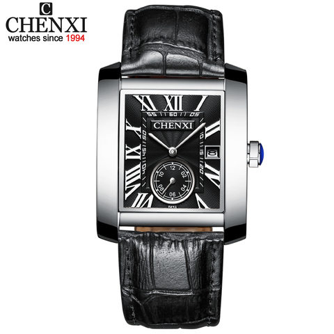 CHENXI nouvelle mode cadran carré hommes montres analogique Quartz montres hommes en cuir étanche Date chronographe montre homme ► Photo 1/6