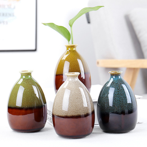 Vases à fleurs modernes pour la maison, décoration en céramique, fleurs glacées, accessoires pour la maison, ornements artisanaux en céramique, plante verte ► Photo 1/6