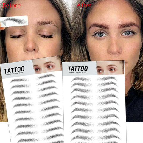 Autocollant de tatouage de sourcils à transfert d'eau, 1 pièce, maquillage longue durée, cosmétiques, étanche, authentique, faux sourcils ► Photo 1/6