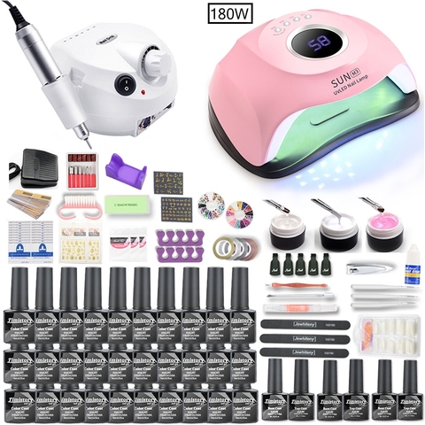 Ensemble de manucure perceuse à ongles électrique ensemble de manucure 180W/72W/54W lampe à UV LED sèche Gel Kit de vernis à ongles vernis outils d'art des ongles ► Photo 1/5