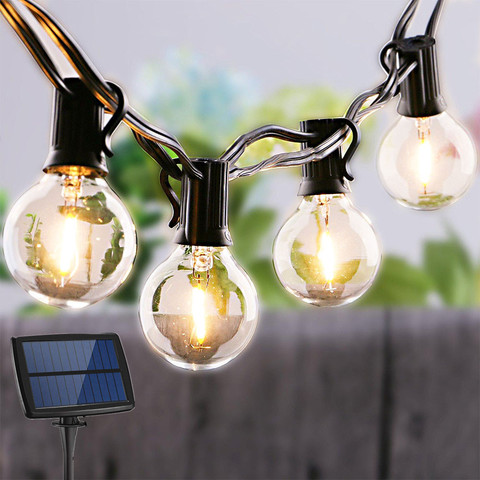 Guirlande LED solaire rétro Edison, 25ft, imperméable, ampoule en verre, style parapluie, éclairage de jardin ► Photo 1/6