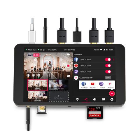 YoloLiv YoloBox Portable multi-caméra en direct Streaming Studio dispositif codeur commutateur enregistreur moniteur 4 en 1 équipement ► Photo 1/6