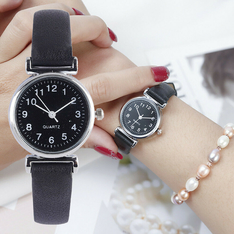 Classique femmes montres décontracté Quartz bracelet en cuir bracelet montre ronde analogique horloge montres-bracelets ► Photo 1/6