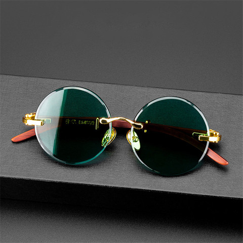 Vazrobe Green Glass Sunglasses Male Round Rimless Sun Glasses for Men Women Unisex Fashion High Quality ► Photo 1/5