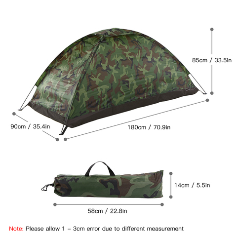 TOMSHOO extérieur 2 personnes Camping tente PU1000mm Polyester monocouche tente Portable Camouflage randonnée tente extérieure ► Photo 1/6