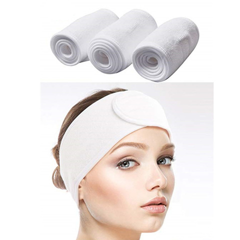 3 pièces maquillage Spa solide femmes bandeau Sport Protection blanc réglable lavage visage Yoga avec attache mode cheveux accessoires ► Photo 1/6