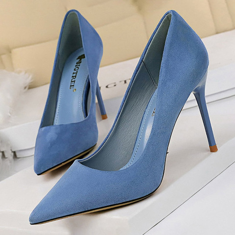 BIGTREE chaussures 2022 nouvelles femmes pompes daim talons hauts chaussures mode bureau chaussures Stiletto parti chaussures femme confort femmes talons ► Photo 1/6