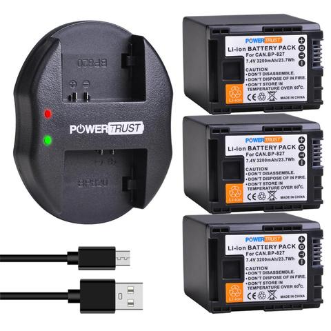 BP-827 BP 827 Batterie + Chargeur Double USB pour Canon XA10 HG20 HG21 LEGRIA HF M300 M306 M400 M406 G10 G25 S100 S200 S21 M32 HFG20 ► Photo 1/6