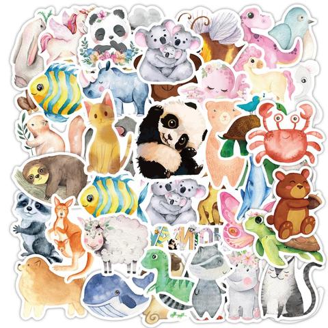 Autocollants d'animaux, Pack de dessin animé mignon, chien, chat, cochon, pour Skateboard, téléphone, guitare, voiture, ordinateur portable, vélo, réfrigérateur, jouets pour enfants ► Photo 1/6