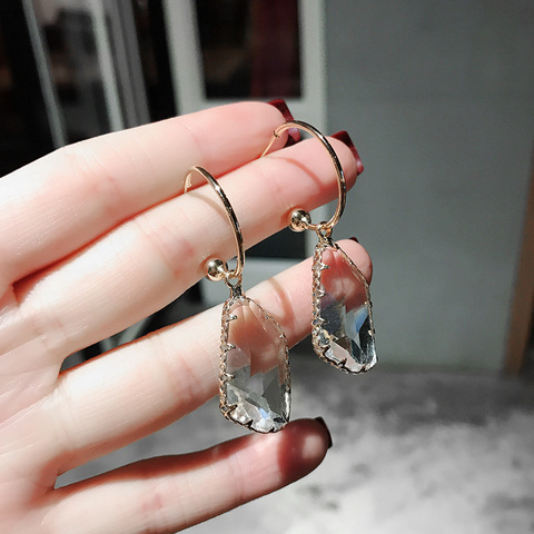 Boucles d'oreilles en cristal irrégulières et transparentes en coréen, nouveau Design à la mode, bijoux blancs, de luxe, simples, fête de mariage pour femmes ► Photo 1/5