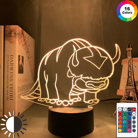 Lampe Avatar 3d en acrylique, veilleuse, le dernier générateur d'air, pour chambre d'enfant, veilleuse, la légende de l'aang Appa ► Photo 1/6