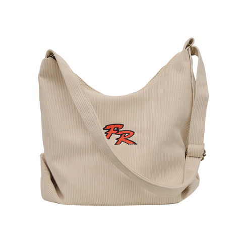 Femmes rayé velours côtelé sacs lettres broderie toile fermeture éclair bandoulière et sac à bandoulière Eco tissu sac à main solide sacs à main pour dames ► Photo 1/6