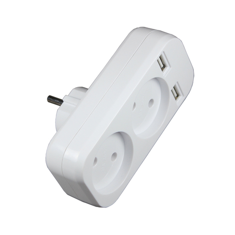 Adaptateur de prise d'extension de prise murale USB de puissance de l'ue pour la charge de téléphone livraison gratuite 10A 250V double usb 5V 2A Z91 ► Photo 1/4