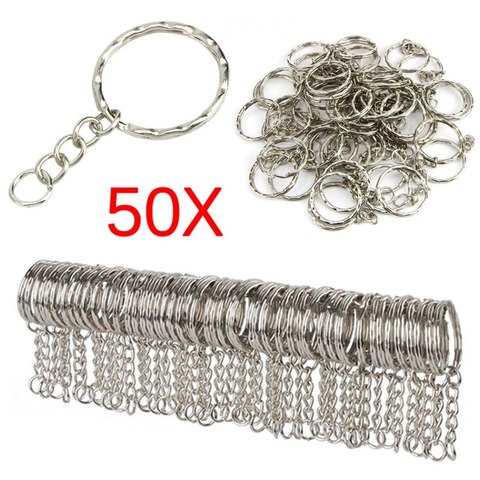 50 pcs en métal bijoux à bricoler soi-même faisant Split porte-clés pièces porte-clés avec anneau de saut ouvert de 25mm ► Photo 1/5