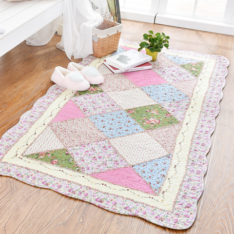 Tapis en coton fait à la main, couture douce, Patchwork, qualité, antidérapant, pour chambre à coucher, salon, paillasson ► Photo 1/6