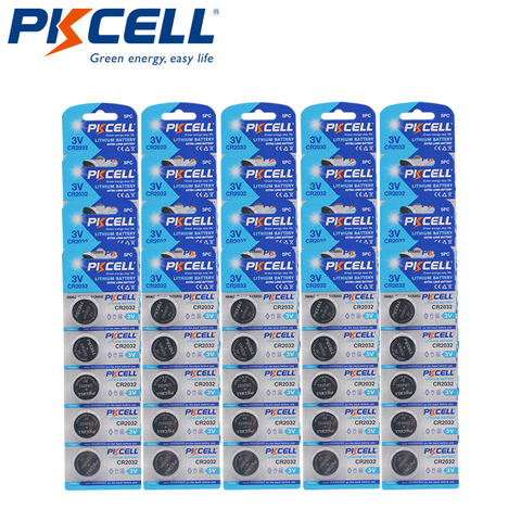 PKCELL – piles boutons au Lithium CR2032 3V, 100 pièces, BR2032 DL2032 ECR2032 CR 2032, pour montre intelligente, pour aide aux sourds ► Photo 1/6