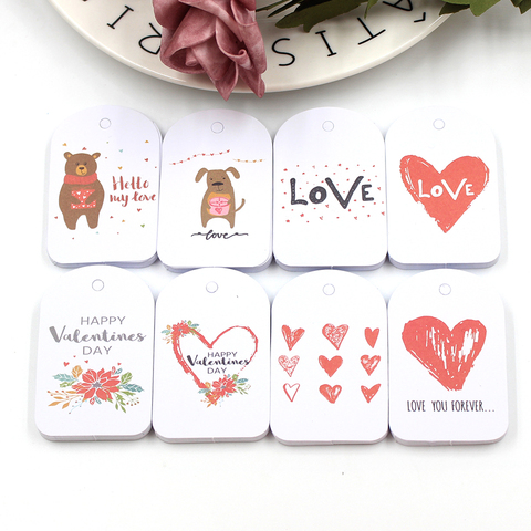 50 pièces mignon amour coeur petit ours Kraft papier étiquettes bricolage anniversaire mariage paquet de noël décorations saint valentin cadeaux décor ► Photo 1/6