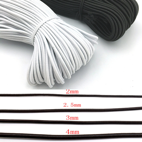 Bandes élastiques rondes et fines de 1mm, 2mm, 3mm, 4mm, blanc, noir, corde élastique, ruban de mariage pour bricolage, accessoires de couture de vêtements, vente en gros ► Photo 1/6