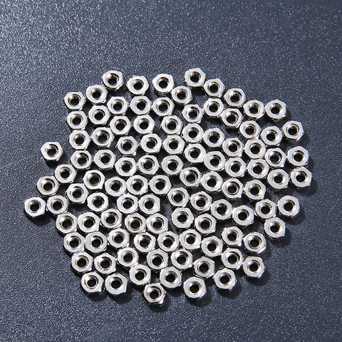 100 pièces/lot hexagone plein écrou métal hexagone vis écrous 2mm/2.5mm/3mm écrous hexagonaux pour vis Bots matériel accessoires ► Photo 1/6