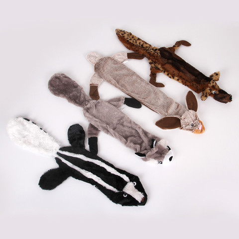 Grands jouets en peluche pour animaux de compagnie, couineur en forme de chien, ensemble cadeau, grand lapin Non rembourré, écureuil couineur à mâcher, chien, loup ► Photo 1/6