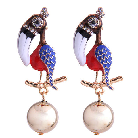 Nouveau Animal hippocampe poisson flamant rose perle boucles d'oreilles multicolore pleine cristal oiseaux serpent boucles d'oreilles fête oreille bijoux cadeaux ► Photo 1/6