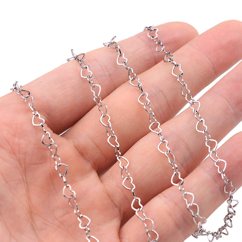 1 mètres 4mm largeur en forme de coeur en acier inoxydable chaîne bijoux chaînes de collier Bracelet boucle d'oreille accessoires fabrication de bijoux ► Photo 1/6