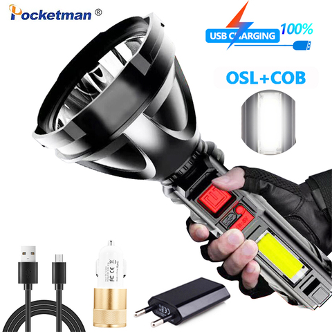 30000Lumens Led COB lampe de poche longue portée lampe de poche avec batterie intégrée USB lampe de poche lanterne torche 4 ModesWork lumière ► Photo 1/6